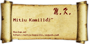Mitiu Kamilló névjegykártya